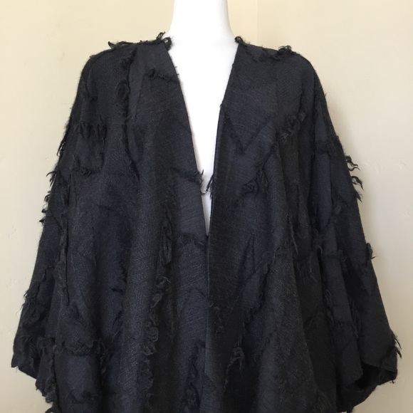 ONA Coat Cape Black Gray Dolman Style Sleeves - Picture 6 of 8